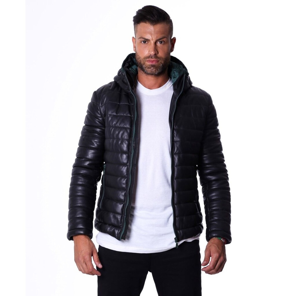 Men's Leather Down Jacket, genuine soft leather